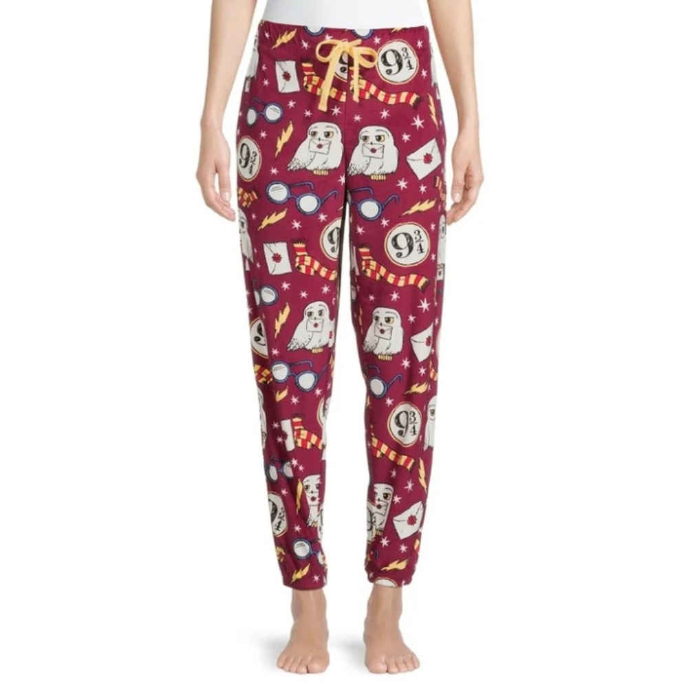 Wizarding World Harry Potter Women’s Soft Plush Pajama Burgundy Bottoms size: M